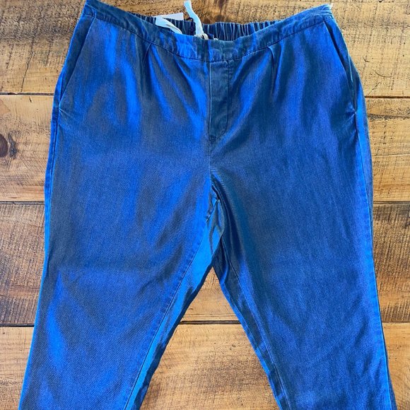 NWT Women's NYDJ Hidden Drawstring Elastic Chambray Blue Jogger Ankle Pants‎ 16P - Picture 1 of 6